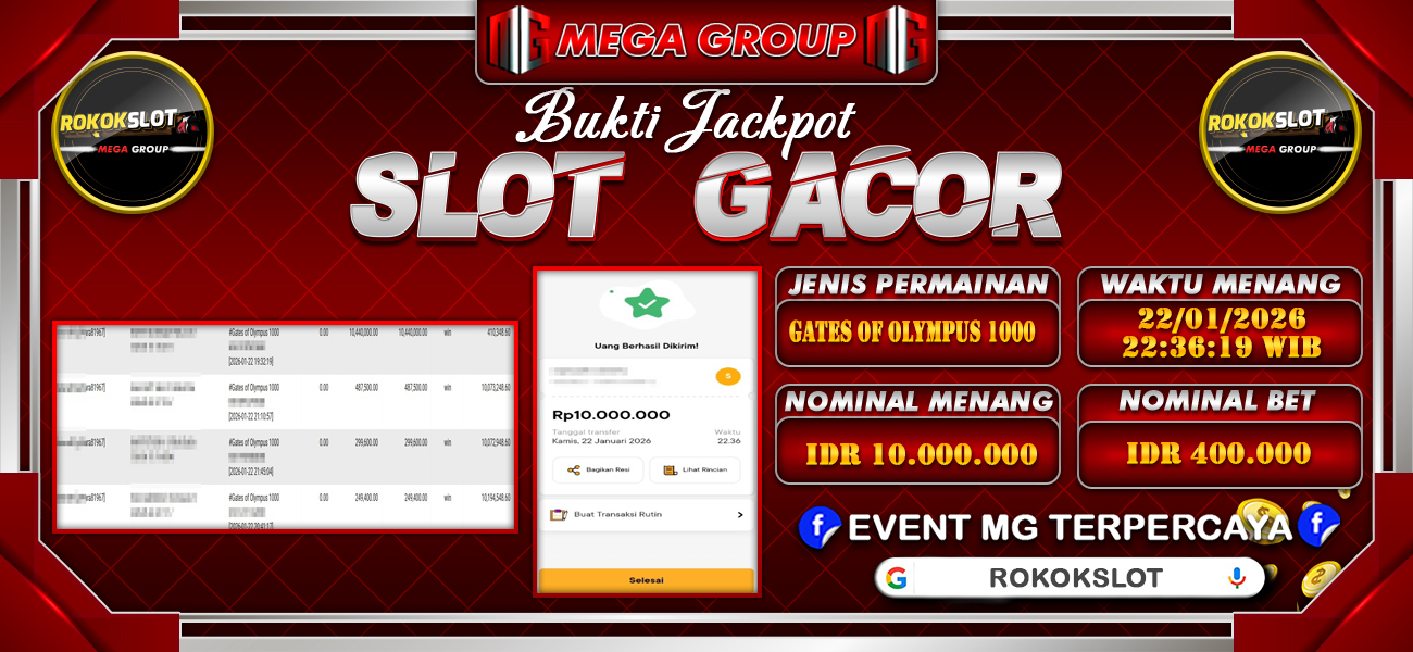 Bukti JP situs Rokokslot hari Kamis, 22 Januari 2026