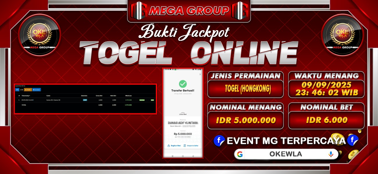 Bukti JP situs Okewla hari Selasa, 09 September 2025