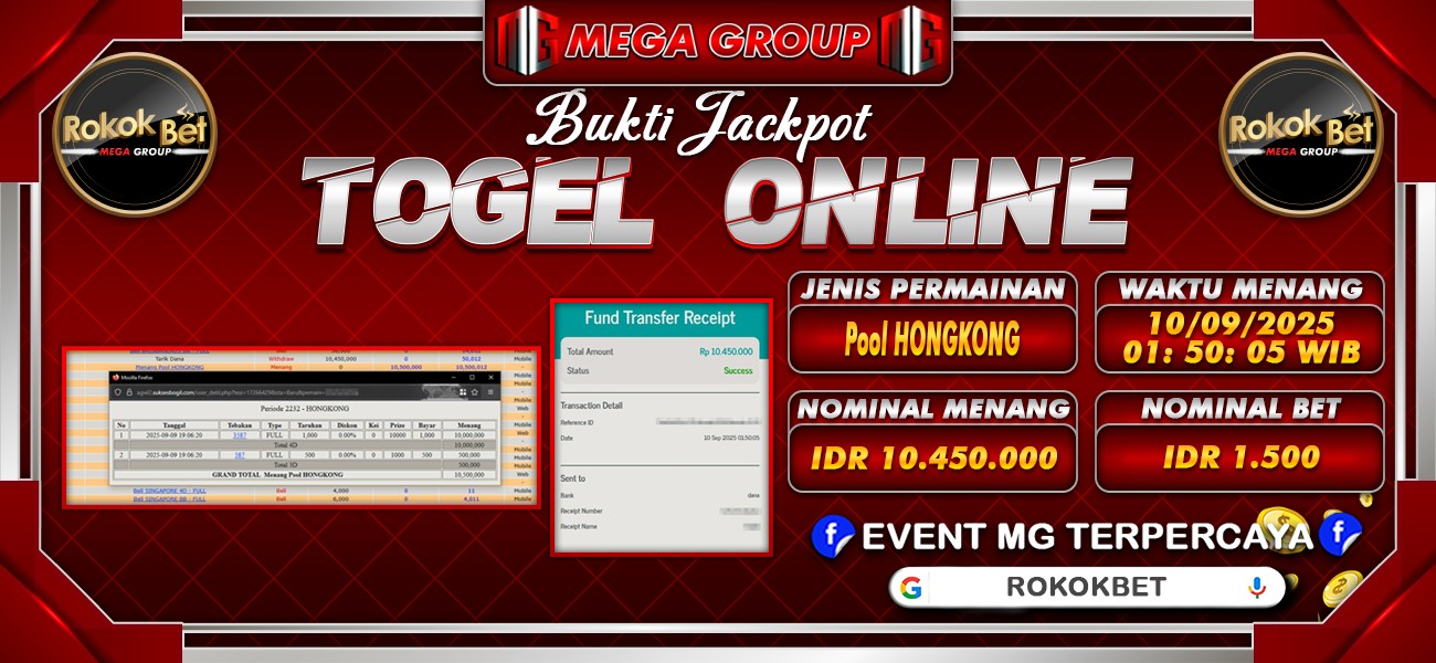 Bukti JP situs Rokokbet hari Rabu, 10 September 2025