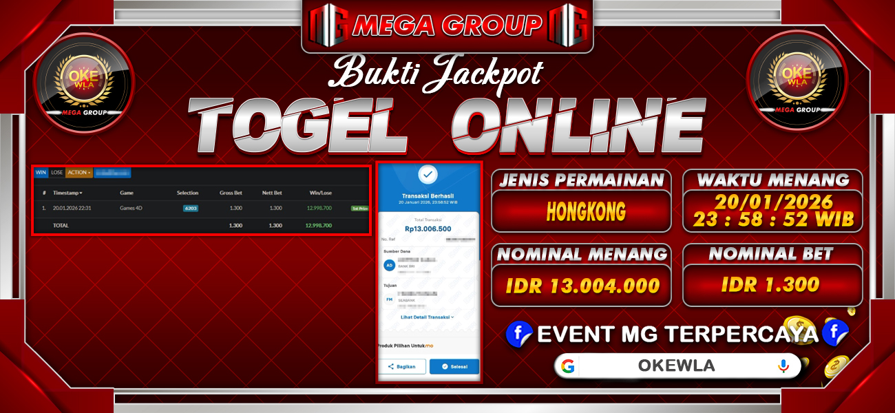 Bukti JP situs Okewla hari Selasa, 20 Januari 2026