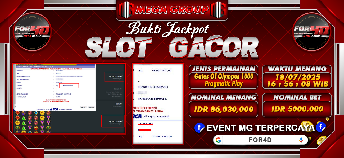 Bukti JP situs For4D hari Jumat, 18 Juli 2025